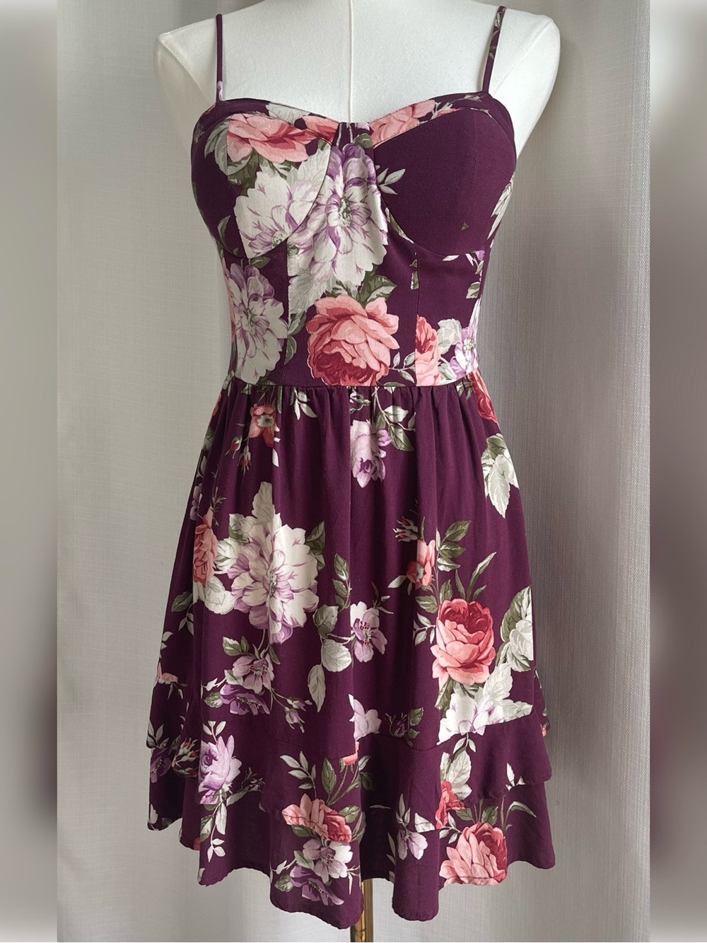 Whimsigoth Moody Floral Sweetheart Bustier Smocked Pocket Mini Dress S Boho - Picture 11 of 12